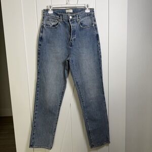 Pacsun Women's High Rise Straight Leg Stretch Dad Jean Blue Size 28 Medium Wash